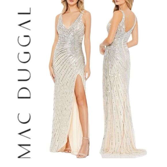 MAC DUGGAL Women’s Embellished Beaded Sequined A-Line Gown in the Size 6 - Picture 2 of 10